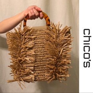 🆕 Chicos Straw Purse w/ Removable Strap